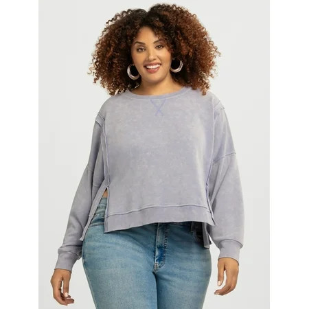 Jessica Simpson Women's Plus Philomenia Knit Denim Pullover Top, Sizes 0X-4X | Walmart (US)