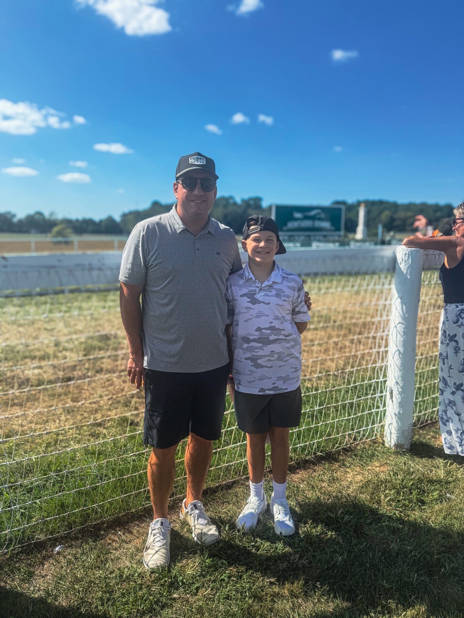 An amazing day at Kentucky Downs.  Our family explored the venue, cheered on the races, enjoyed the concessions, and best of all—left on an absolute high after winning our horse race! 🏆 #KentuckyDowns #FamilyDay #HorseRacingLife #RaceDayVibes #FamilyAdventures #WinningMoment

Outfit Details:
	•	Dad’s look: light gray short-sleeve polo, black athletic shorts, white sneakers, black cap, black sunglasses — the perfect mix of sporty and polished for race day.
	•	Son’s look: white and gray camo print golf polo, black athletic shorts, white sneakers, worn with a black backwards cap — casual, comfortable, and cool for a full day outdoors.

#MensCasualStyle #BoysCasualStyle #FamilyTravelStyle #RaceDayFashion #LTKfamily #LTKmens #LTKkids #LTKstyle #LikeToKnowIt

#LTKTravel #LTKKids #LTKMens