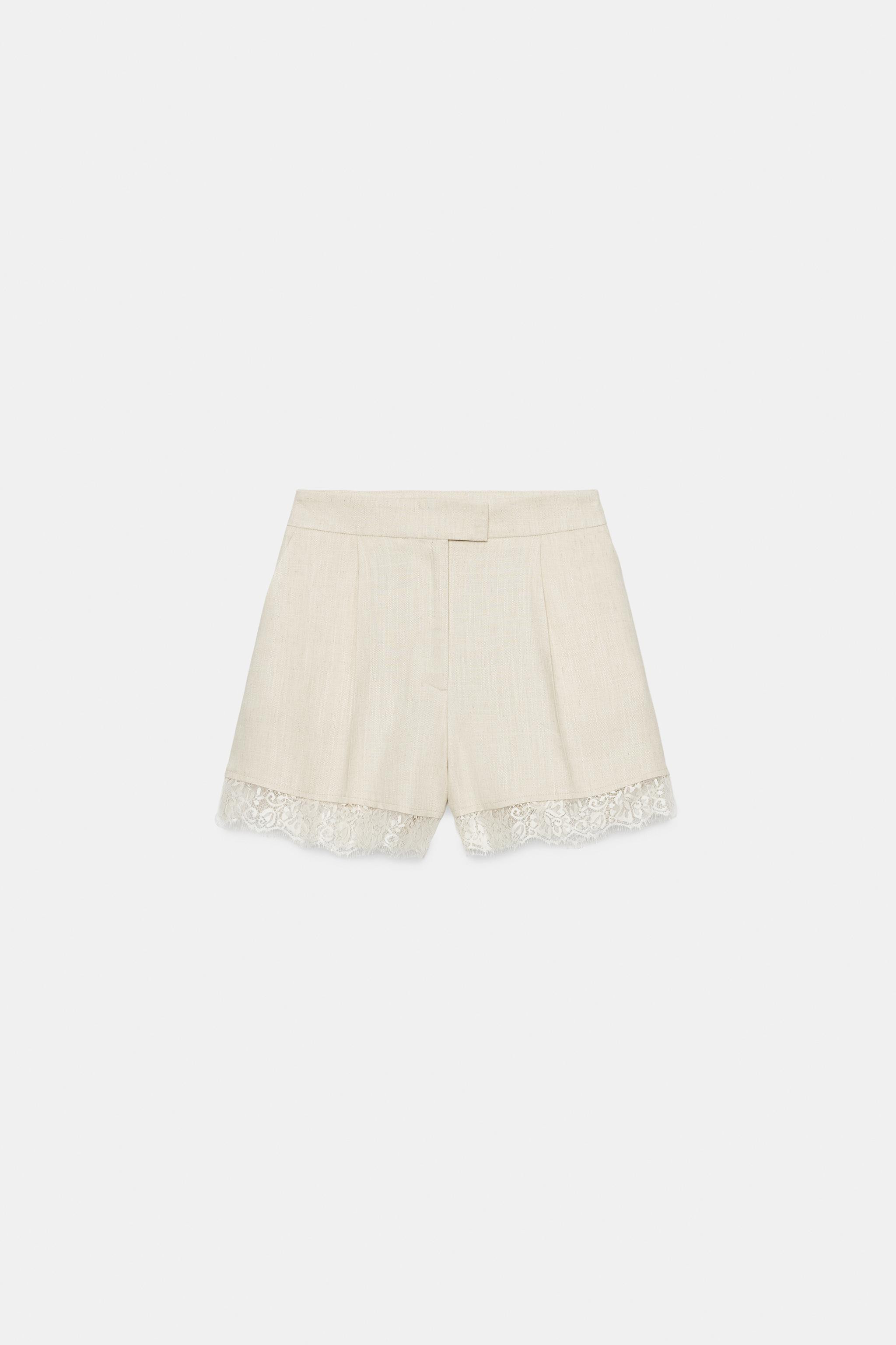 PLEATED LACE SHORTS | Zara US