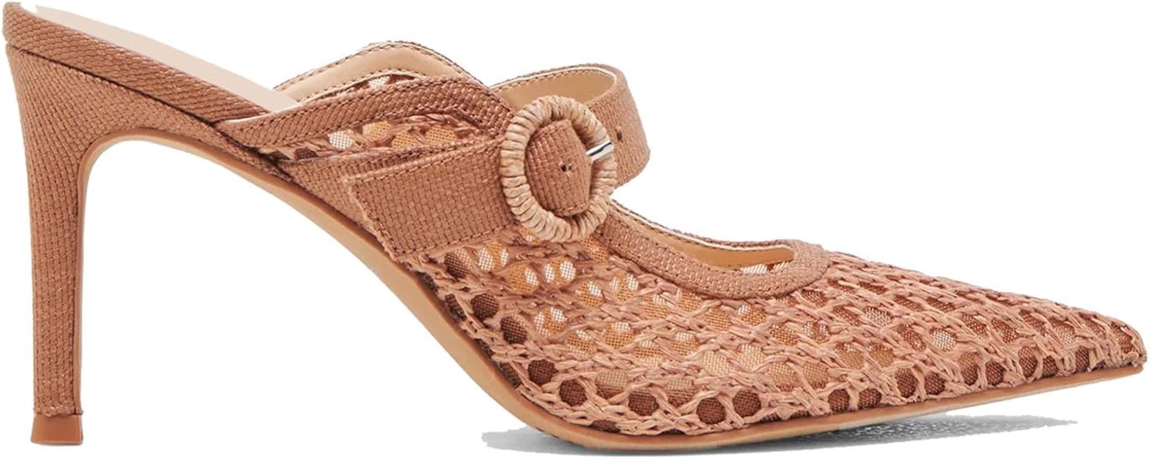 Woven Kitten Heels Mules Women Raffia Woven Mesh Pumps Pointed Toe Heeled Mules Classic Slip On P... | Amazon (US)