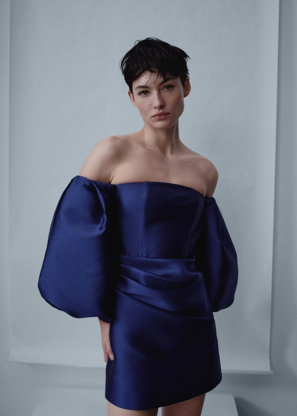 Satin dress with volume sleeves -  Women | Mango USA | MANGO (US)