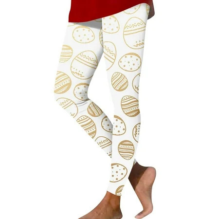 EHTMSAK Easter Day Leggings for Women Eggs Bunny Rabbit Print Novetly Tights Tummy Control Plus Size Soft Gym Fitness Leggings Holiday Workout Stretchy Yoga Pants White S | Walmart (US)