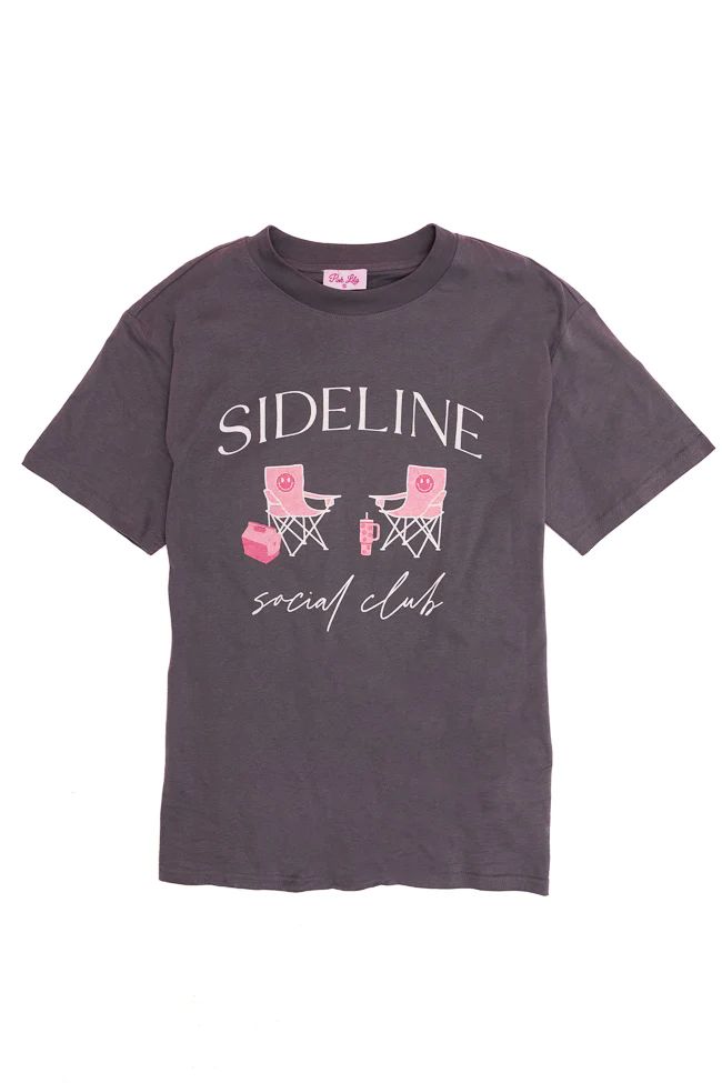 Sideline Social Club Grey Oversized Graphic Tee SALE | Pink Lily