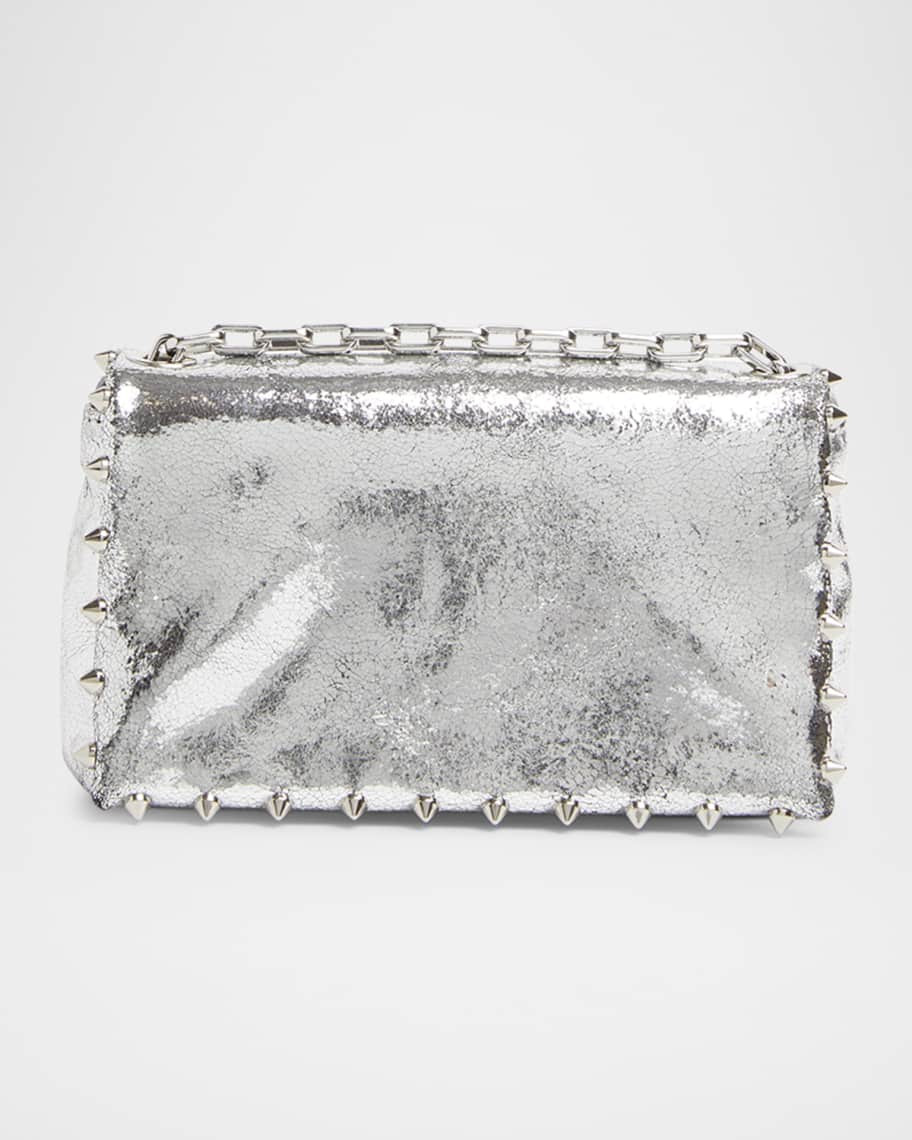 Christian Louboutin Spike Metallic Leather Pouch Bag | Neiman Marcus