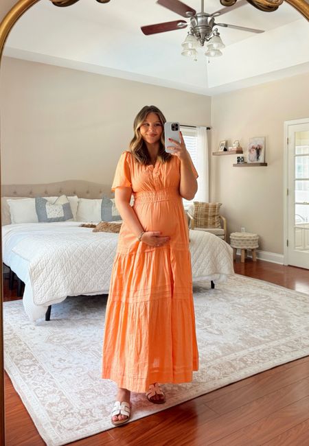 Orange maxi dress - code: MadisonCTS

church dress, modest dress, modest fashion, blue dress, bump friendly, bump style, 28 weeks pregnant 

#LTKBump #LTKStyleTip
