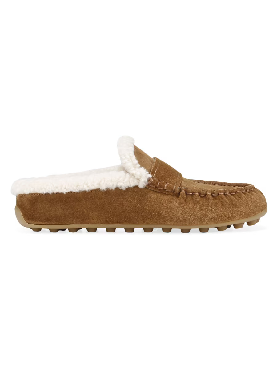 Vince Berkley Shearling-Lined Suede Mules | Saks Fifth Avenue | Saks Fifth Avenue