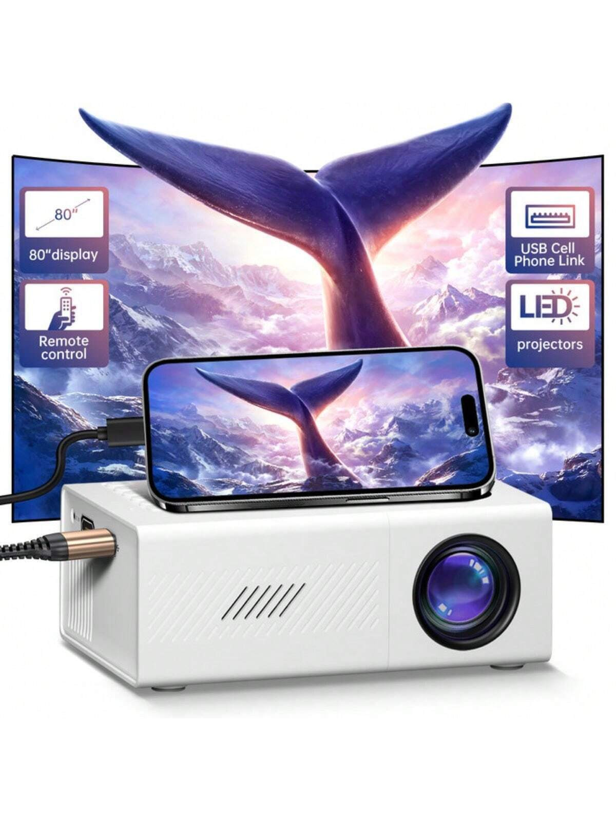 Mini Projector,Full HD 1080P Support Portable Video Projector, Home Theater Movie Projector Compa... | SHEIN