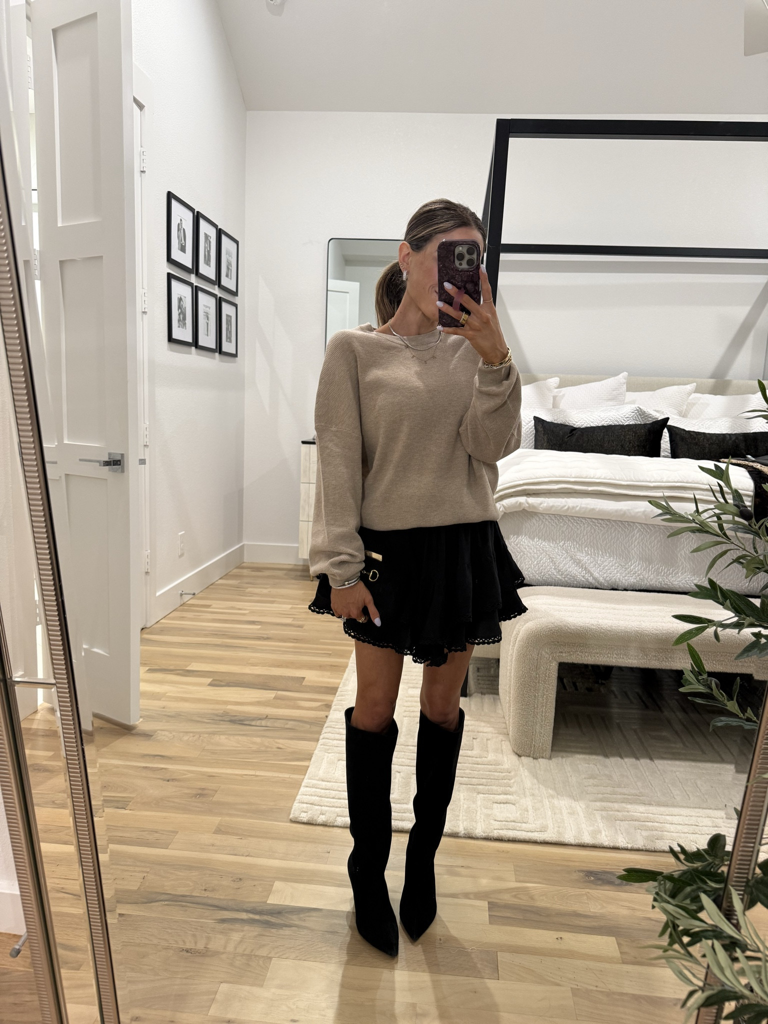 Winter outfit idea Amazon style: oversized sweater and black flowy skort smallest size 

#LTKPetite #LTKFindsUnder50 #LTKFindsUnder100