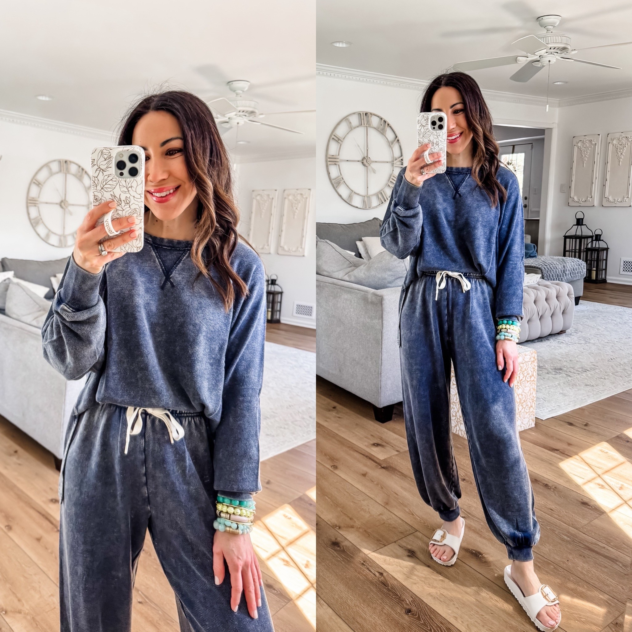 Jewelry code HOUSEOFLEO20. Wide leg pants small short joggers, XS short. Graphic sweatshirt XS. Crewneck small. Tank Xs. Sandals TTS. Sneaker size down. 




#LTKOver40 #LTKSaleAlert #LTKPetite