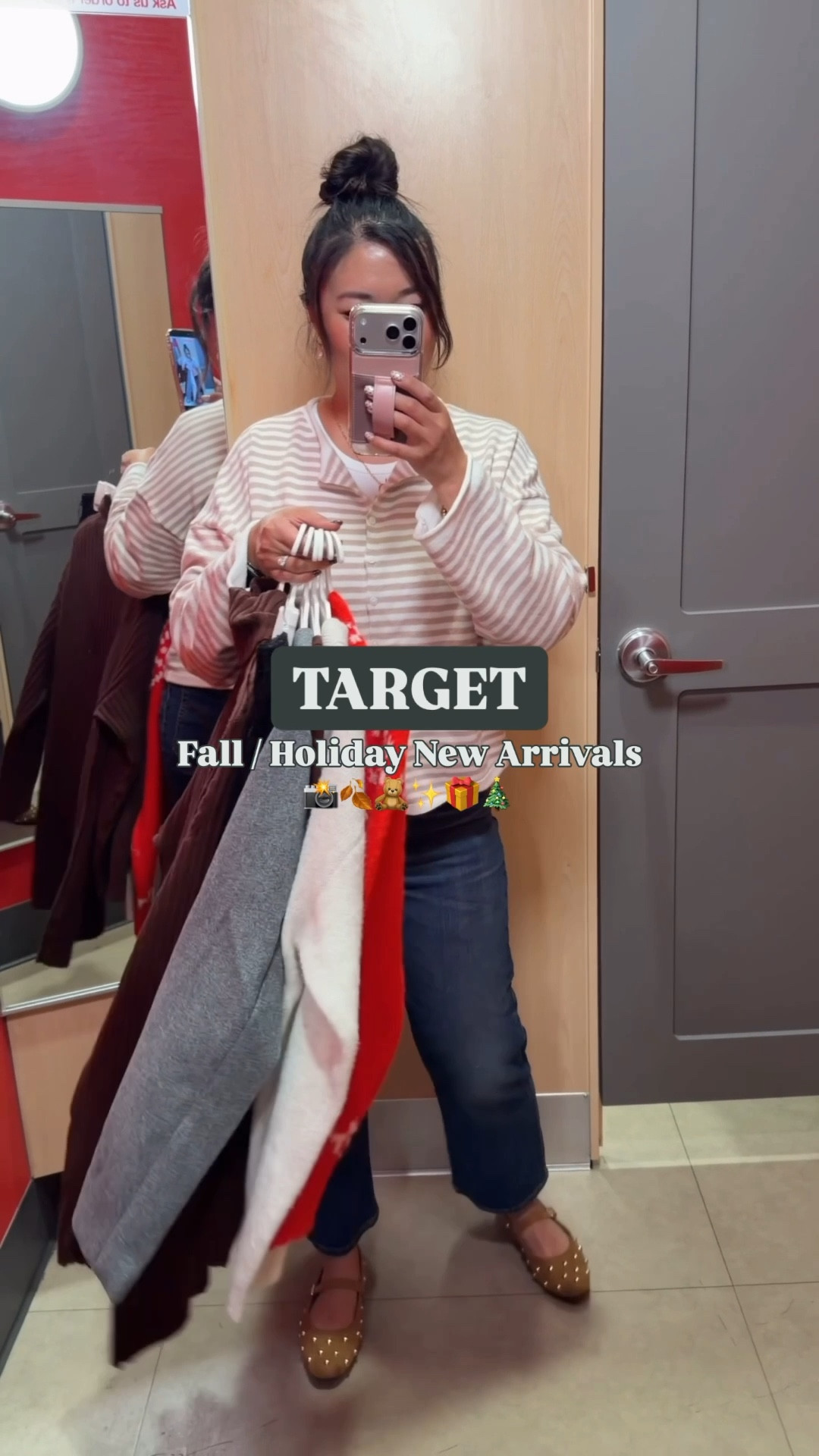 Target Fall / Holiday New Arrivals and it’s all 20% off or more!!!! ✨
Brown Sweater Dress: Medium
Bow Sweatshirt: Large
Wide Leg Denim: 29
Heart Cardigan Sweater: Small
Faux Leather Pants: 8
Red Top: Small
Sparkly Black Skirt: Medium 
Grey Jacket: Medium
Grey Skirt: 8 
Red Sweater: Medium 
Bow Sweater: Medium
Lace Skirt: Medium 
Green Striped Sweater: Large
Cream Cableknit Sweater: Large 