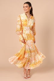 Elements Elastic Waist Long Sleeve Midi Dress - Mustard | Petal & Pup (US)