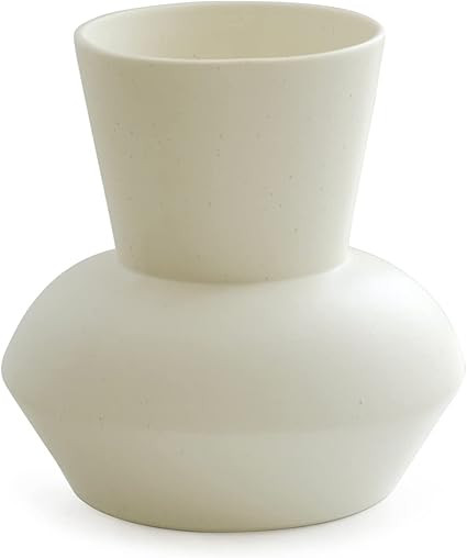 Wide Mouth Ceramic Flower Vase, Minimalist Decor for Living Room | Amazon (US)