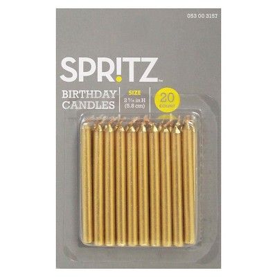 20ct Birthday Candle Gold - Spritz™ | Target