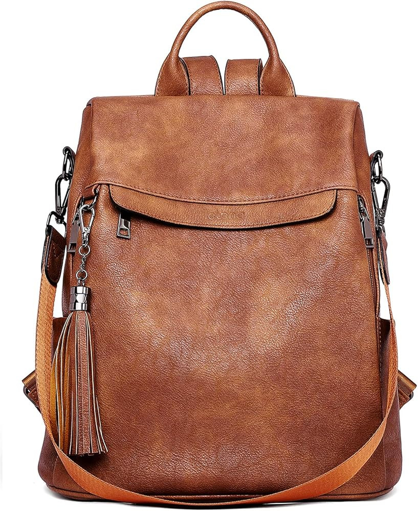 Telena Travel Backpack Purse for Women, PU Leather Anti Theft Large, Ladies Shoulder Fashion Bags | Amazon (US)