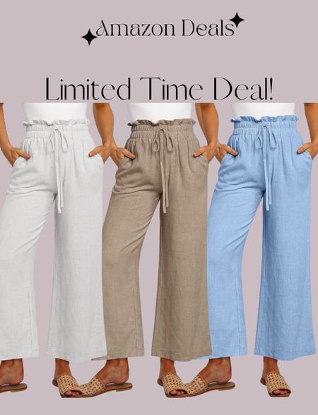 Anazon deals / ANRABESS Women's Linen Pants Casual Loose High Waist Drawstring Wide Leg Capri Palazzo Pants Trousers with Pockets / vacation outfit / workwear / work outfit 

#LTKover40 #LTKsalealert #LTKfindsunder50