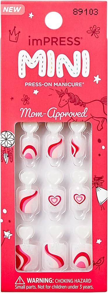 KISS imPRESS No Glue Mani Press On Nails, Mini Press-On Manicure for Kids, Dream Big', Pink, Kids... | Amazon (US)