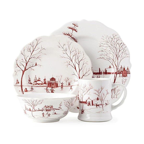 Country Estate Winter Frolic Ruby 4pc Setting | Caitlin Wilson Design