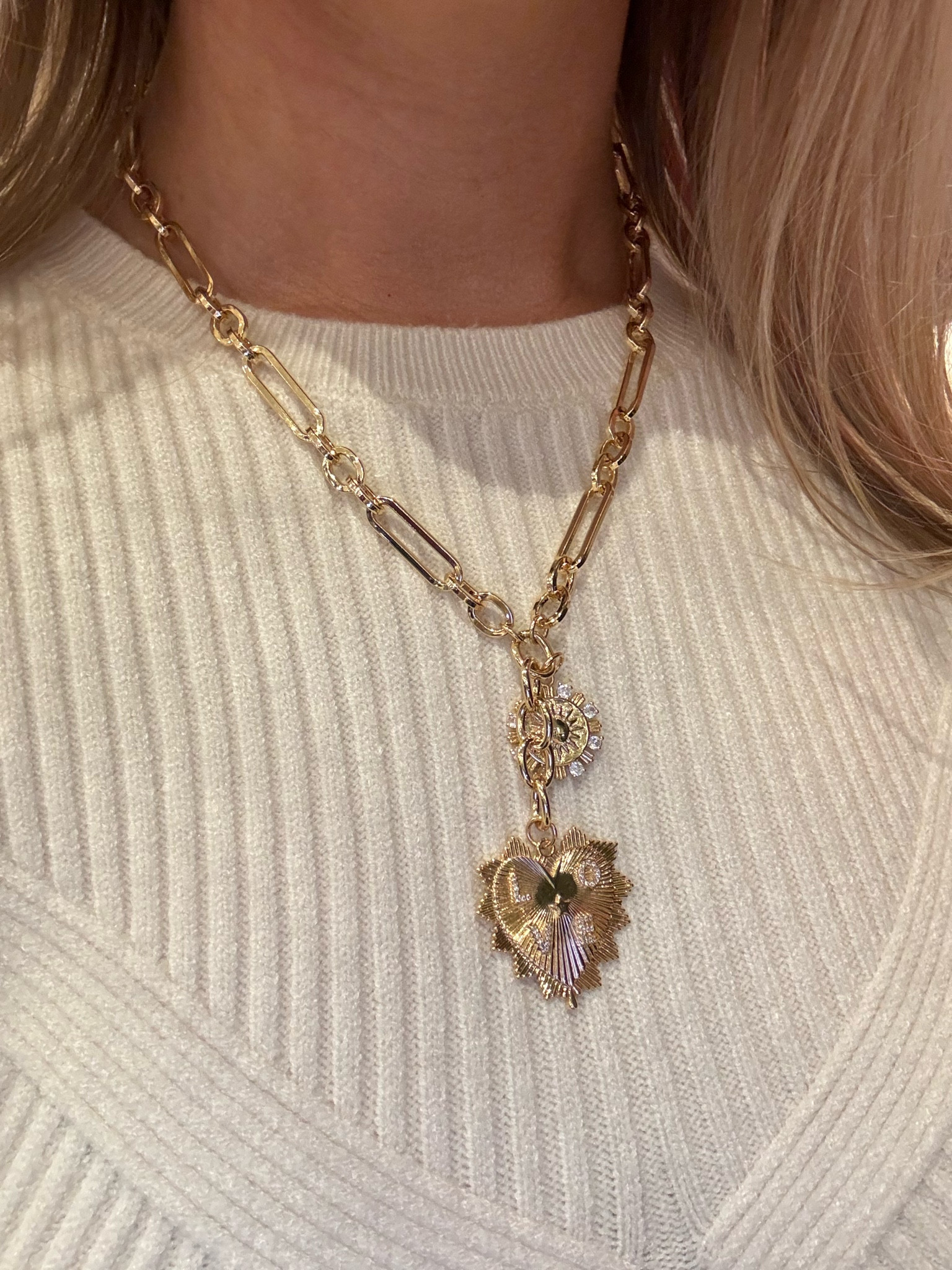 New necklace and sweater! Wearing size S  #creamsweater #amazonjewelry #goldnecklace

#LTKfindsunder50