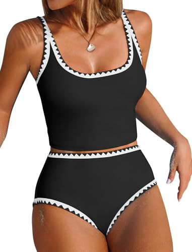 Amazon.com: ZAFUL Tummy Control Bathing Suits Two Piece Swimsuits Floral Tankini Top with High Wa... | Amazon (US)