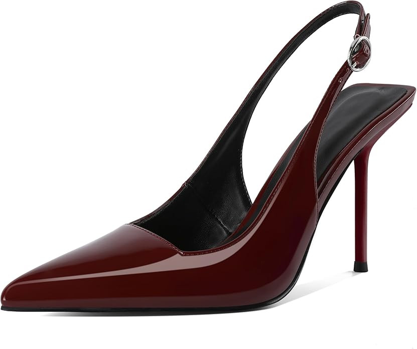 Zamikoo Slingback Heels for Women Pointed Toe Slip On Stilettos High Heel Pumps Shoes 4 Inches | Amazon (US)