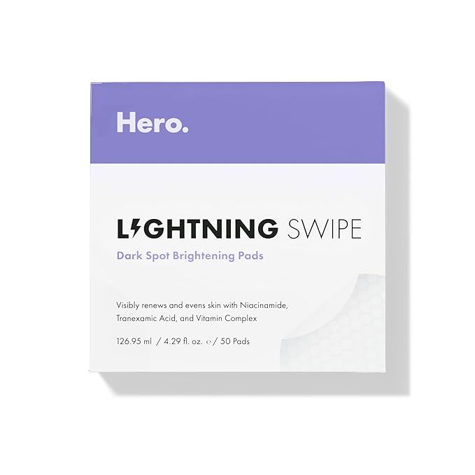 Lightning Swipe from Hero Cosmetics - Brightening Serum Pads for Fading Post-Blemish Dark Spots w... | Amazon (US)