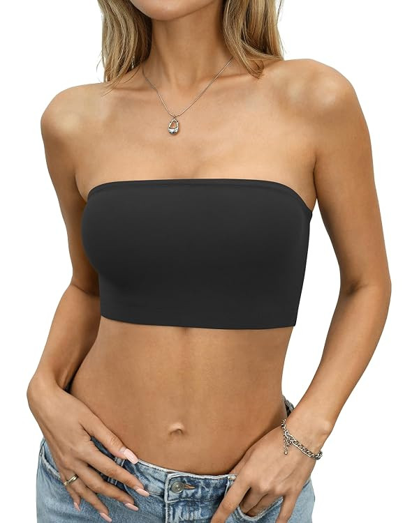 Eachyes Womens Tube Tops Strapless Crop Tank Top Tight Non-Padded Bandeau Shirts Sexy Going Out S... | Amazon (US)