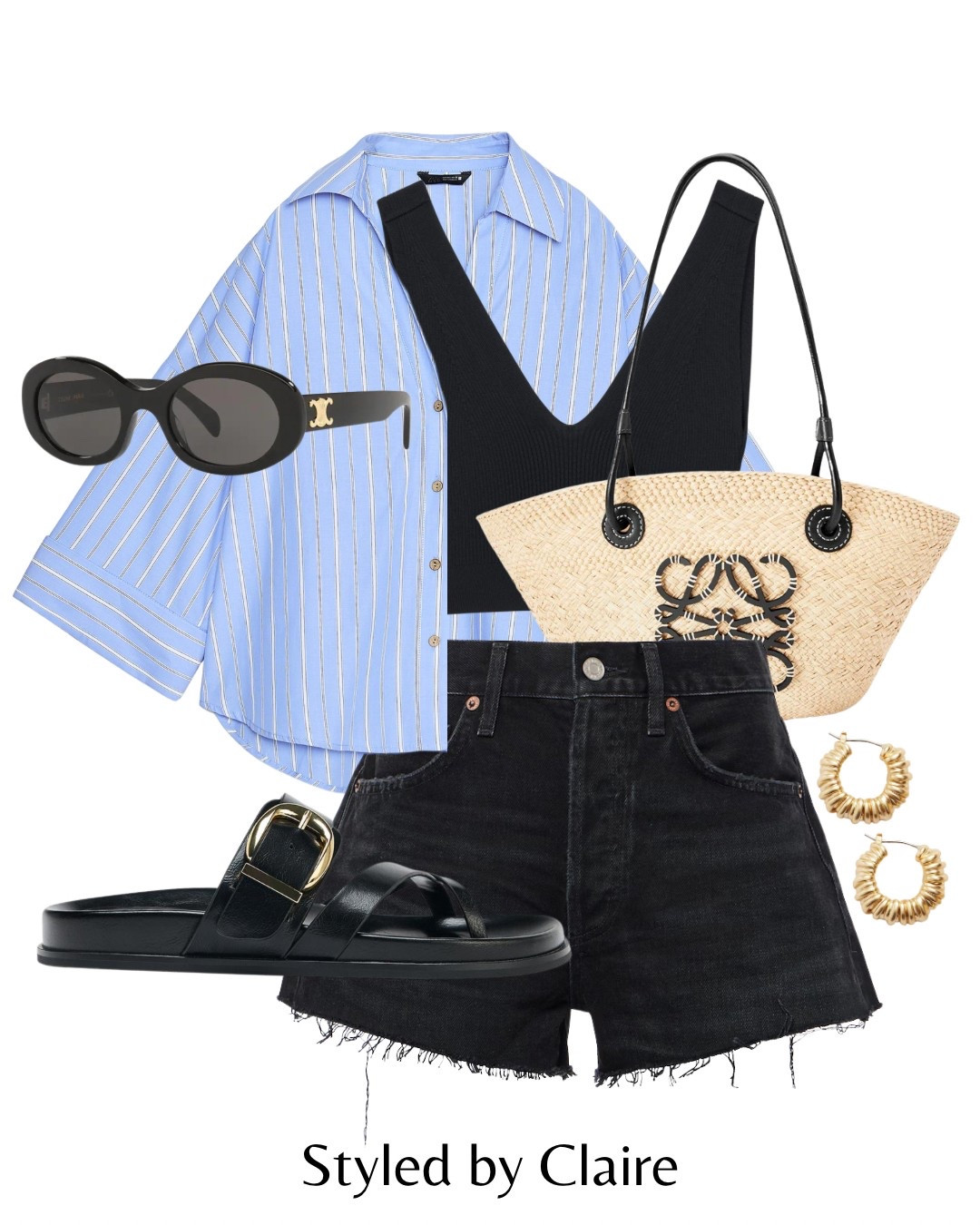 Stripe shirt styling from the Zara SALE❤️‍🔥
Tags: blue brown white stripes denim shorts agolde mom style high waist black crop top buckle sandals sunglasses loewe bag raffia fashion everyday inspo outfit ideas chic women’s style city break capsule wardrobe basics Barcelona Ibiza street style

#LTKstyletip #LTKsummer
