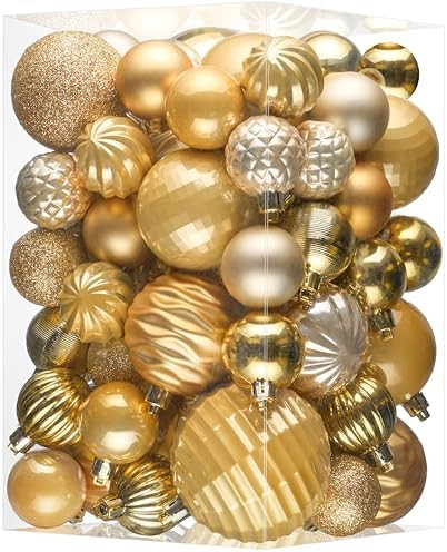 JORNOY Christmas Tree Ornaments Set, 47 Pack Assorted Shatterproof Hanging Balls Decorations, Pla... | Amazon (US)