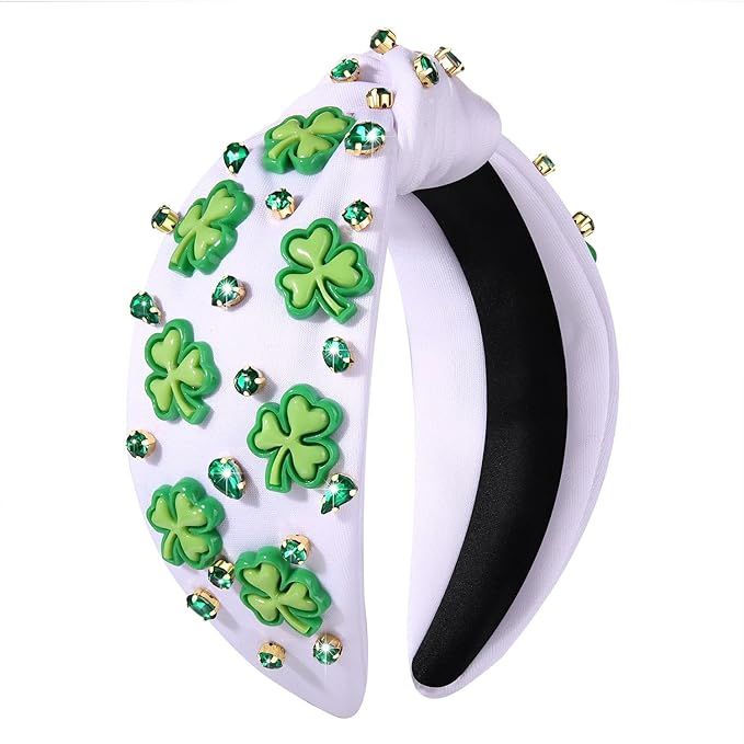 CEALXHENY St. Patrick's Day Headband for Women Green Shamrock Headband Embellished Crystal Rhines... | Amazon (US)
