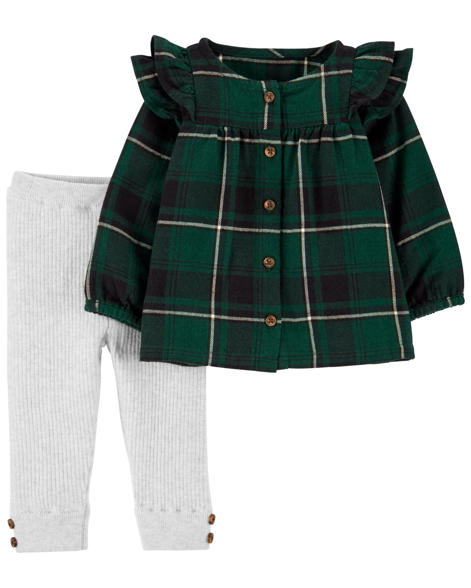 2-Piece Plaid Button-Front Top & Pant Set | Carter's