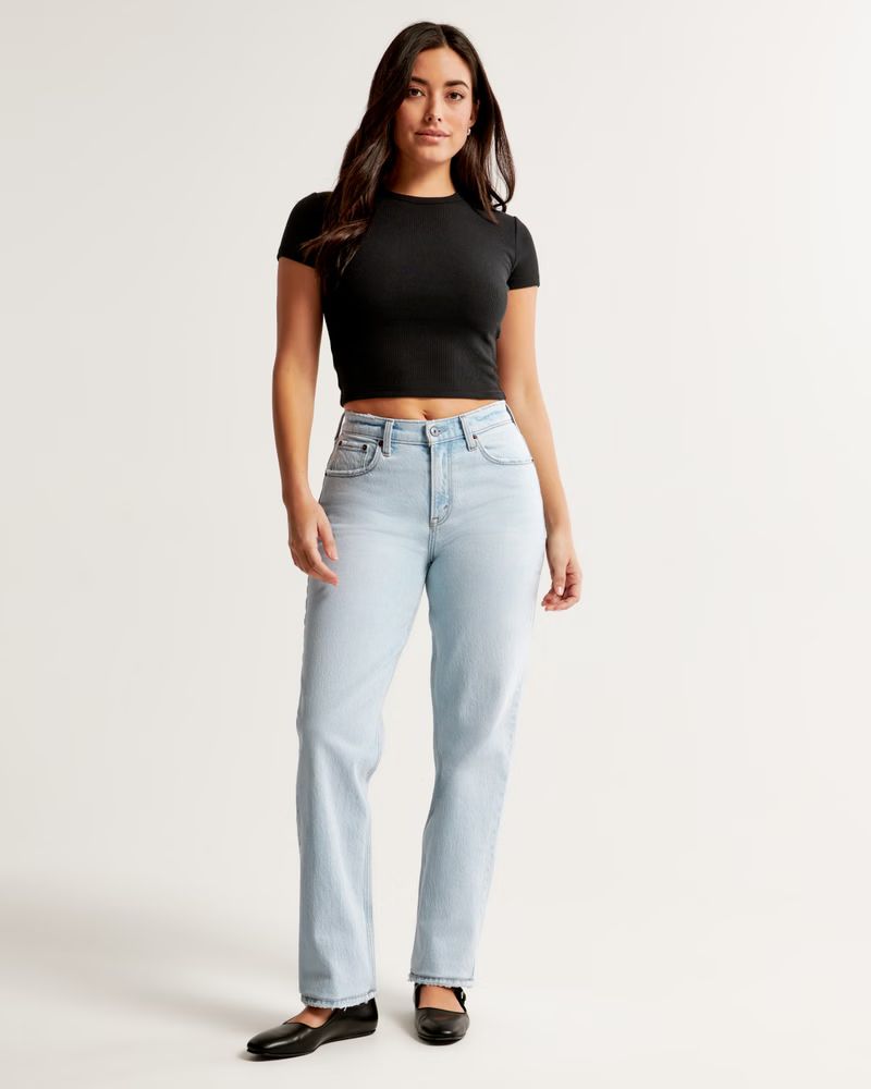 Curve Love Mid Rise 90s Straight Jean | Abercrombie & Fitch (US)