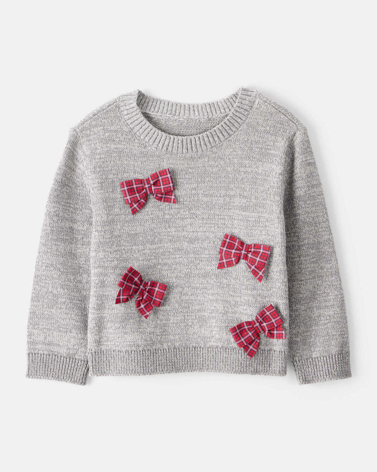 Baby Girl Bow Cotton Long-Sleeve Sweater - Grey | Carter's Inc