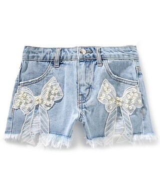 Truce Big Girls 7-16 Rhinestone-Embellished/Faux-Pearl-Trimmed Pocket Denim Shorts | Dillard's | Dillard's