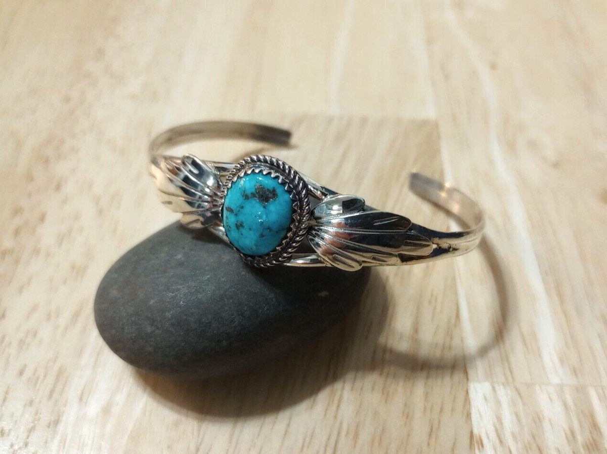 Turquoise Sterling Silver Leaves Cuff Bracelet  | eBay | eBay US