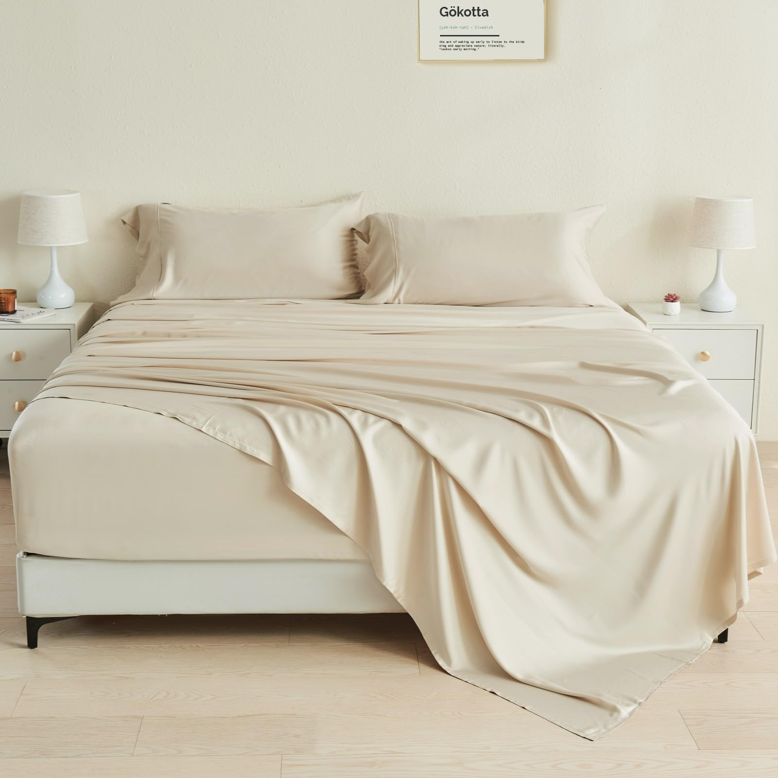 King Size Sheets Set by Gokotta, 100% Rayon Derived from Bamboo Sheets King Size, Soft & Breathab... | Amazon (US)