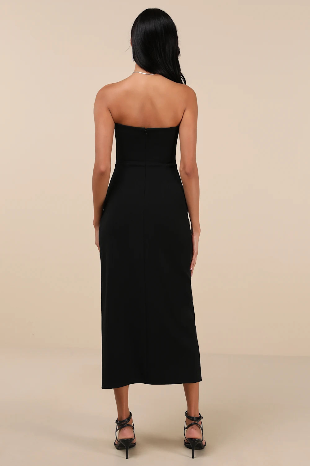 Aliyas Black Strapless Midi Dress | Lulus