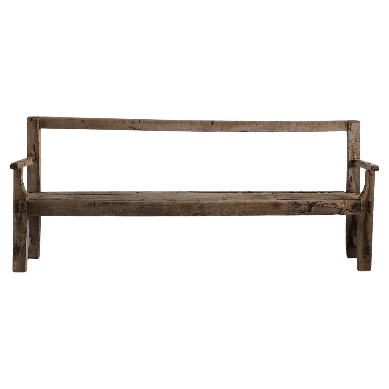 XXL Primitive Bleached-Out early 19th C. Andorran Bench | 1stDibs