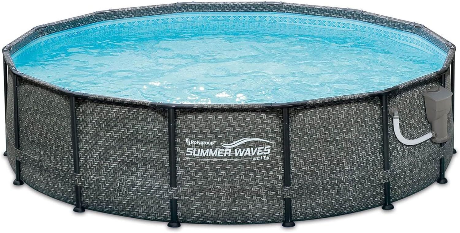 Summer Waves P2001448E14ft x 48in Outdoor Round Frame Above Ground Swimming Pool Set with Ladder,... | Amazon (US)