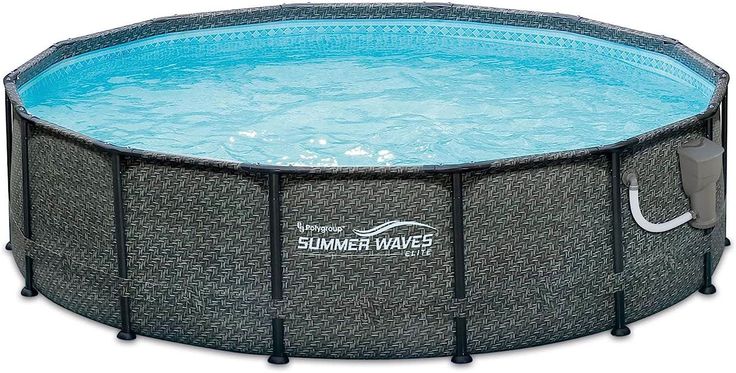 Summer Waves P2001448E14ft x 48in Outdoor Round Frame Above Ground Swimming Pool Set with Ladder,... | Amazon (US)