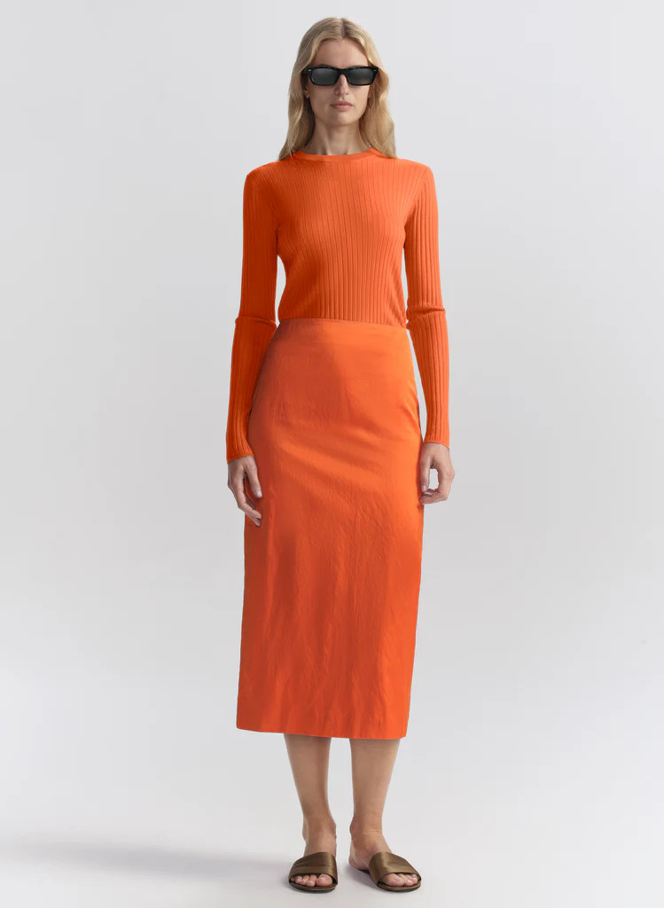 Phoebe Satin Midi Skirt | A.L.C