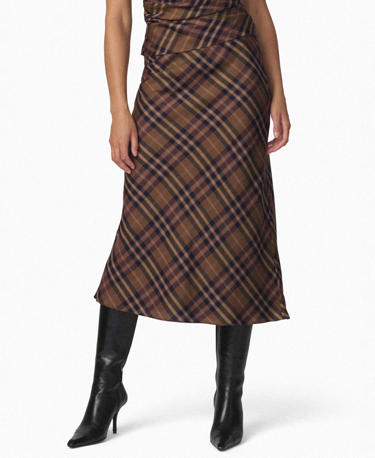 Joe's Jeans Women's The Ines Plaid Midi Skirt - Camel Plaid | Macy's