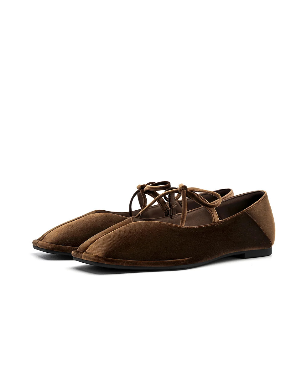 Mellow | Square Toe Mary Jane Flats (Velvet) | Fitory Footwear US