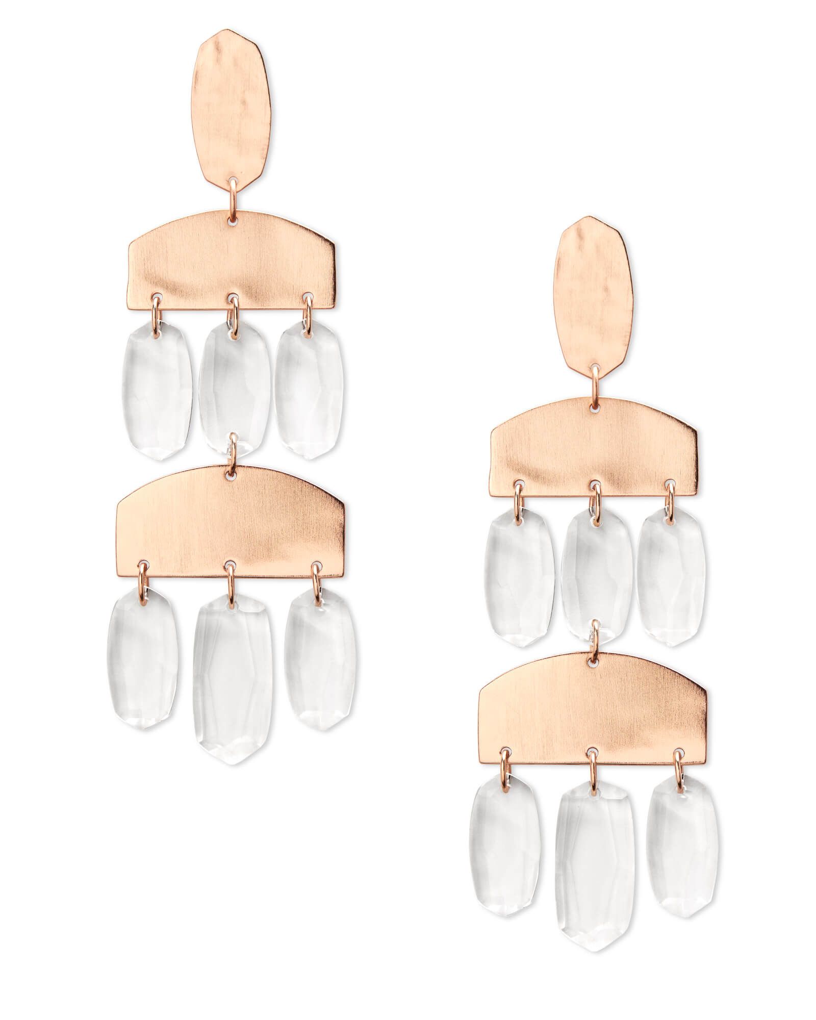 Emmet Rose Gold Statement Earrings in Clear Glass | Kendra Scott