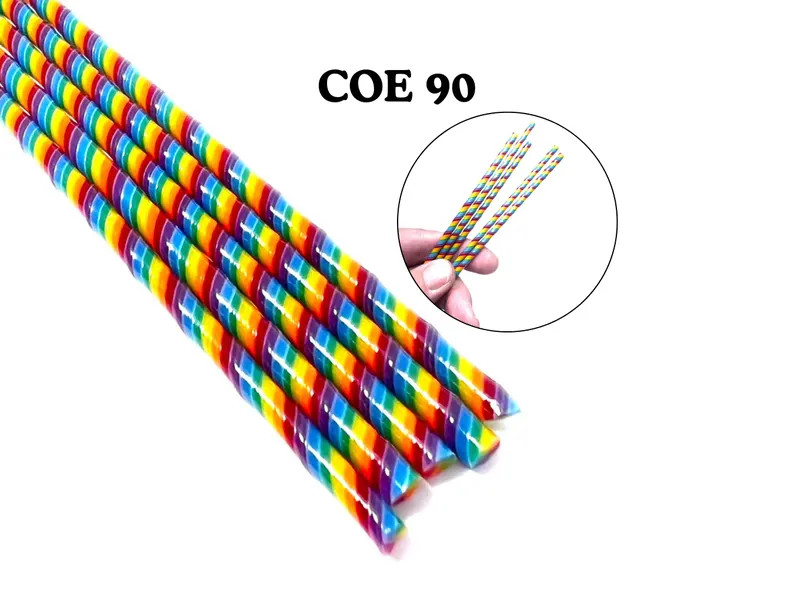 Rainbow Glass Twisty Cane - Bullseye COE 90 - Vitrigraph Rods - FIVE 10 Inch - Set 4 - Etsy | Etsy (US)