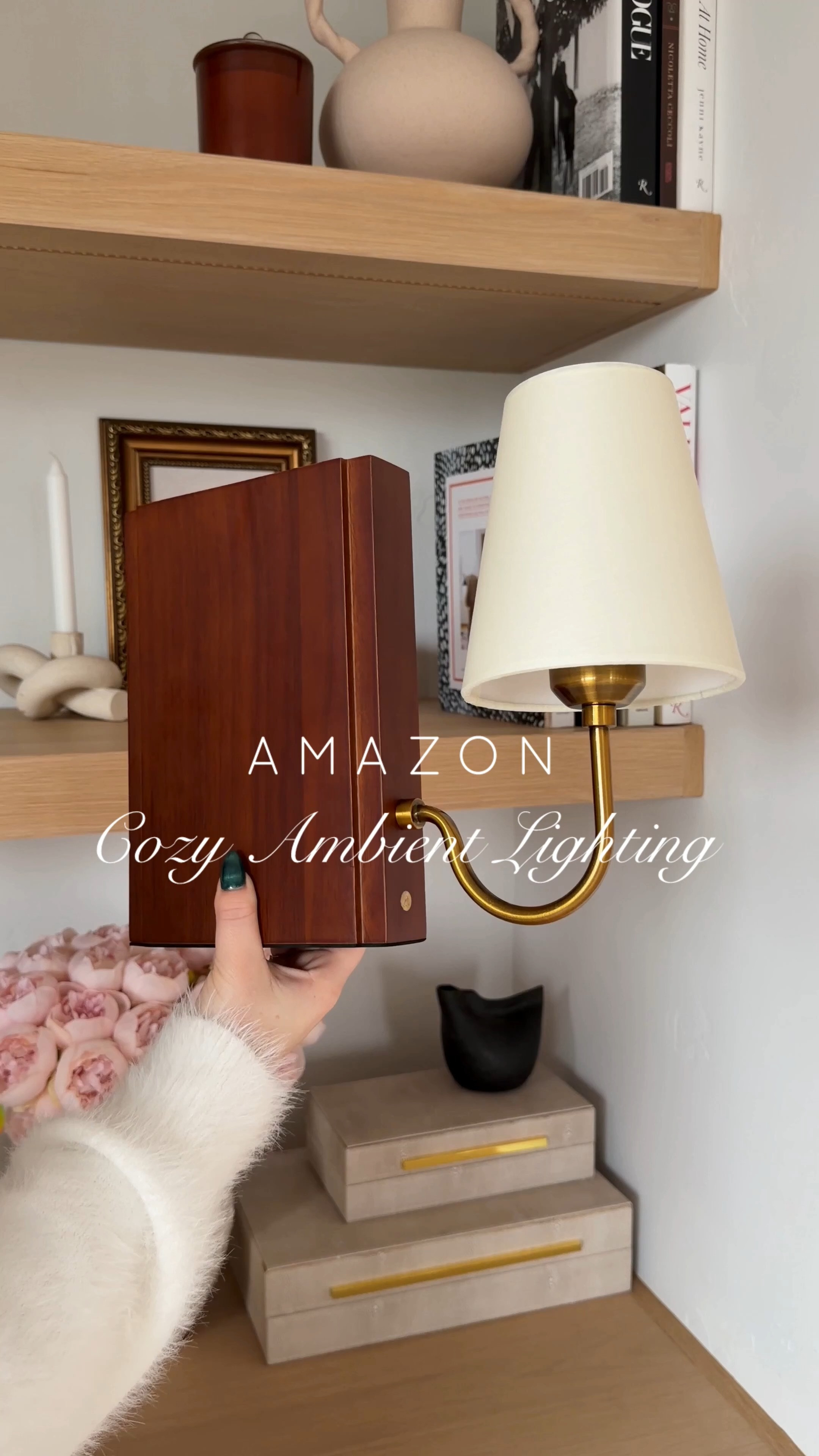 Add cozy ambient lighting to any bookshelf with this stunning bookshelf lamp! It creates atmospheric illumination that gives that special touch with minimal effort!  

 #LTKHome