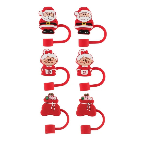 Cook With Color 6-Piece Silicone Holiday Straw Toppers – Santa Claus, Mrs. Claus & Santa Sack D... | Walmart (US)
