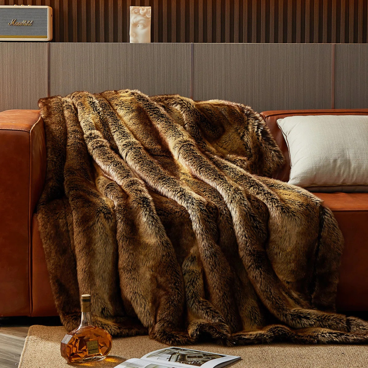 Luxury Faux Fur Blanket - Super Thick Warm Long Fluff Fuzzy Blanket for Bed | Wayfair North America