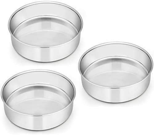 6 Inch Cake Pan Set of 3, E-Far Stainless Steel Round Smash Cake Baking Pans Tins, Non-Toxic & Healt | Amazon (US)