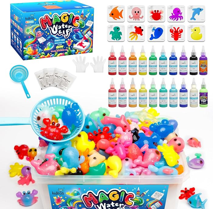 Kiditos Magic Water Elf Toy Kit \u2013 Squishies for Kids, 20 Gels & 10 Molds, Magic Gel Water Pe... | Amazon (US)
