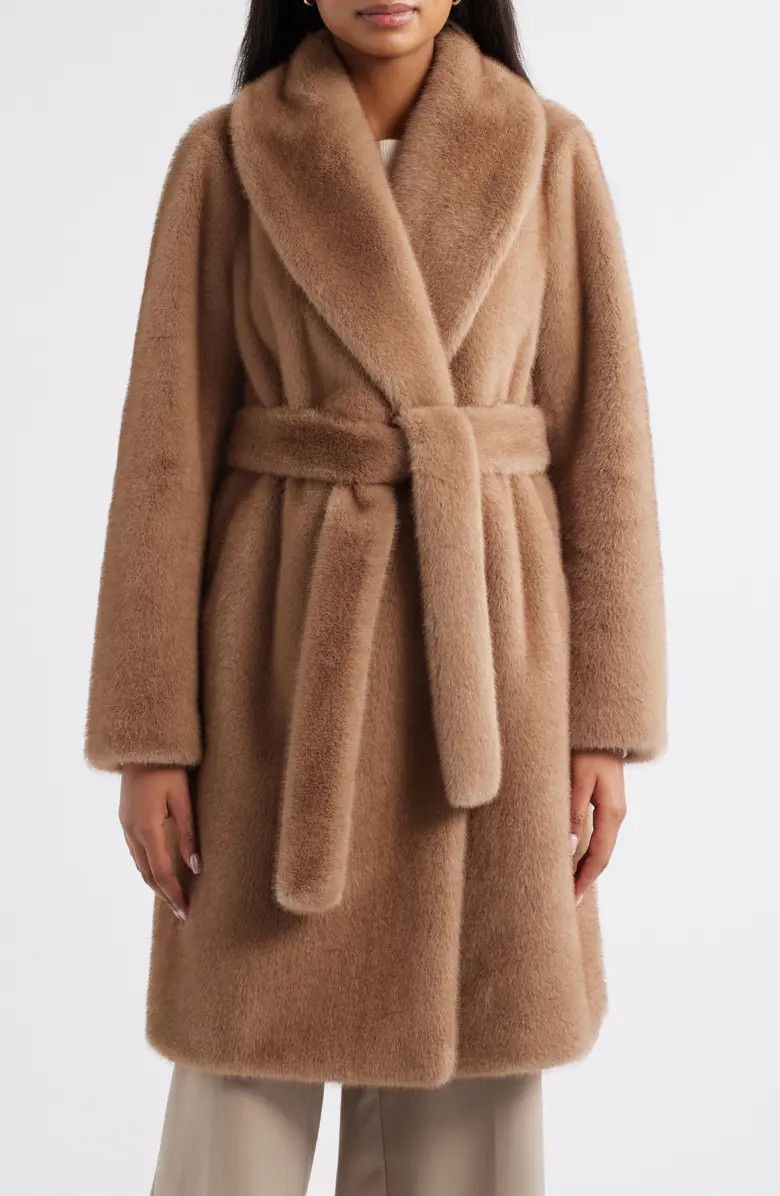 Faux Fur Belted Coat | Nordstrom